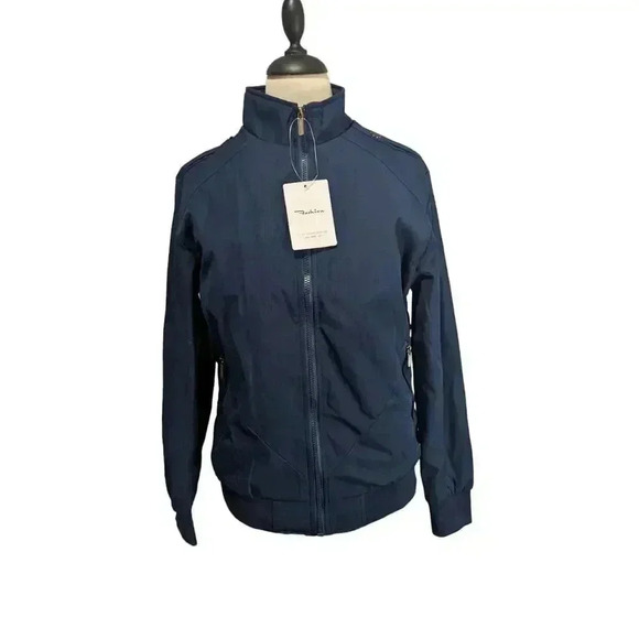 New Retro Style Softshell Driving Jacket Zip Closure 2 Pockets Navy Blue Size L - Picture 1 of 7